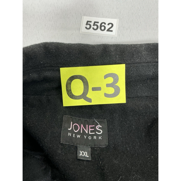 Womans Jones NY Quilted Pea Coat XXL Black Button Up Mid Length - Picture 3 of 9